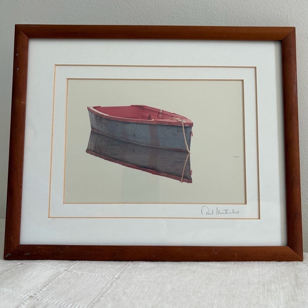Wood Framed Dinghy Boat Art Print Fisherman Core Coastal Wall Decor